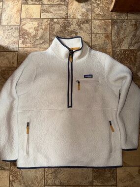 Patagonia Cream Sherpa Fleece with Gold Trim